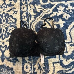 Victoria's Secret Black Floral Lace Bra